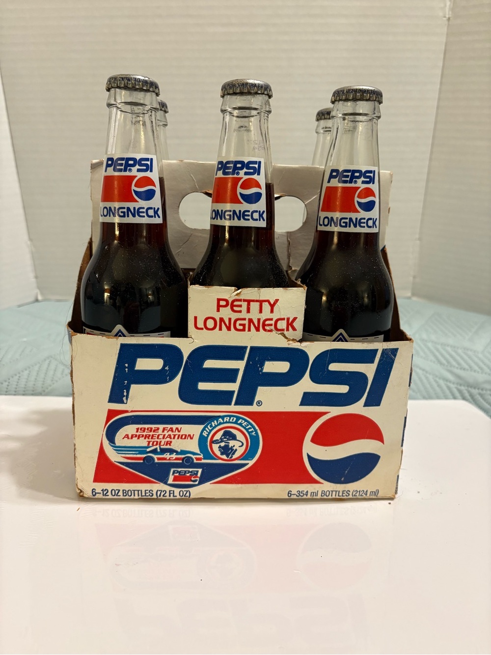 Nascar Richard Petty 1992 Fan Appreciation Tour 6-Pk Pepsi Longneck Bottles Full